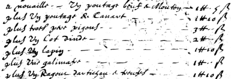 liste de courses de Jean-Gilles du Coëtlosquet